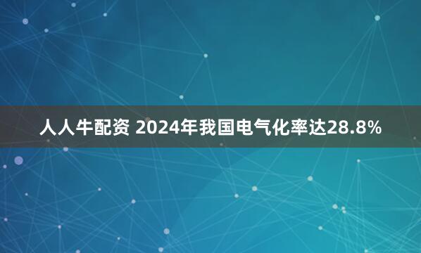 人人牛配资 2024年我国电气化率达28.8%