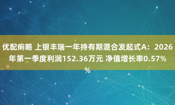 优配痢略 上银丰瑞一年持有期混合发起式A：2026年第一季度利润152.36万元 净值增长率0.57%